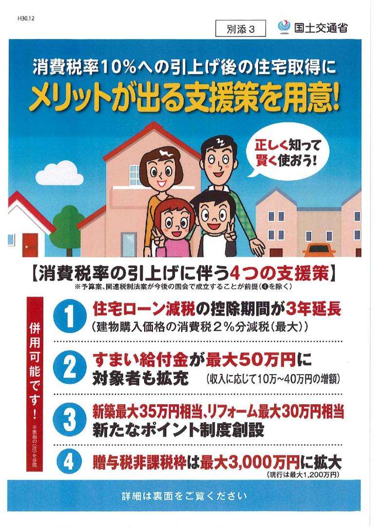 消費税率10%へ引き上げ後の住宅購入支援策